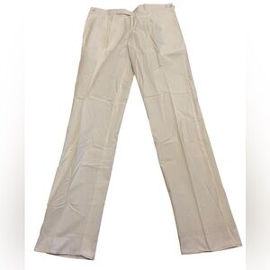 Vintage Style High-Waist Wide Leg Trousers White Linen Blend Pants Size 14